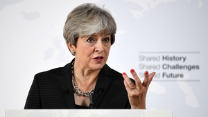 Theresa May addressing the audience in Florence Theresa May addressing the audience in Florence