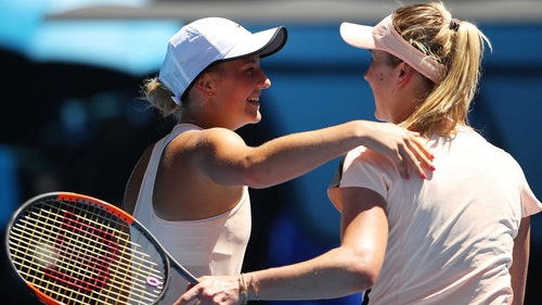 Marta Kostyuk congratulates Elina Svitolina