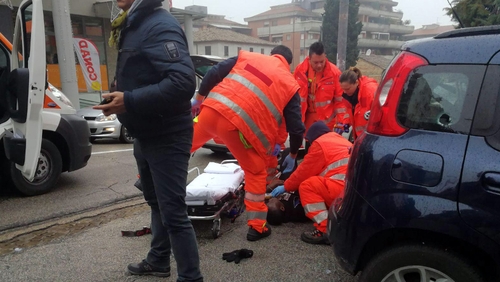 Emergency personnel attend to one of those injured