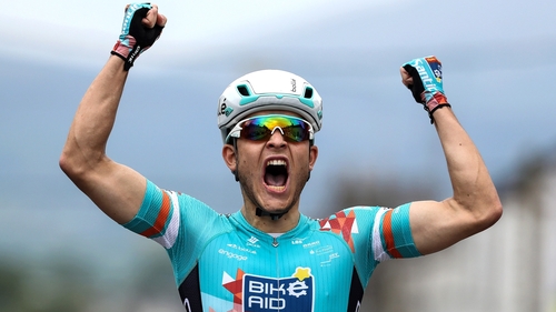 Lucas Carstensen celebrates as he crosses the line in Mitchelstown Lucas Carstensen celebrates as he crosses the line in Mitchelstown