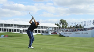 Sebastien Gros plays his second shot on the 18th Sebastien Gros plays his second shot on the 18th