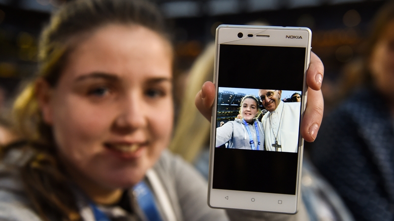 Alison Nevin was lucky enough to get a selfie with Pope Francis at Croke Park