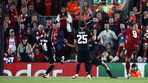 Roberto Firmino firing home the winner Roberto Firmino firing home the winner