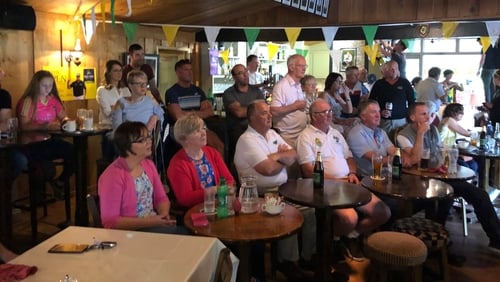 Shane Lowry supporters celebrate at his home golf club Shane Lowry supporters celebrate at his home golf club