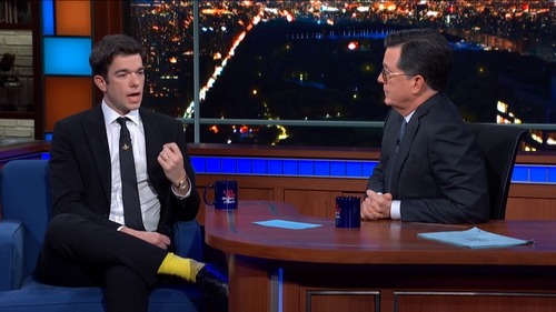 John Mulaney is stunned by Colbert's questions on anxiety John Mulaney is stunned by Colbert's questions on anxiety