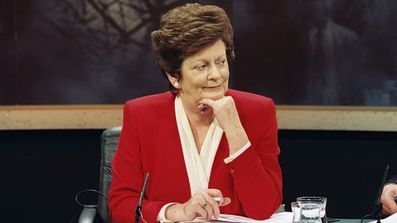 Mary O'Rourke during budget coverage (1997). Photo by John Rowe