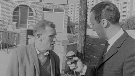 Ballymun flats resident William O'Brien chats to reporter Tom McCaughren, 1968