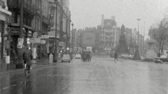 A rain sodden O'Connell Street in Dublin, 1968.