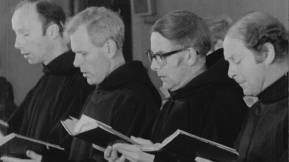 Benedictine monks singing in Glenstal Abbey, County Limerick, 1973