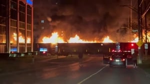 Watch: Train on fire barrels through Canadian city