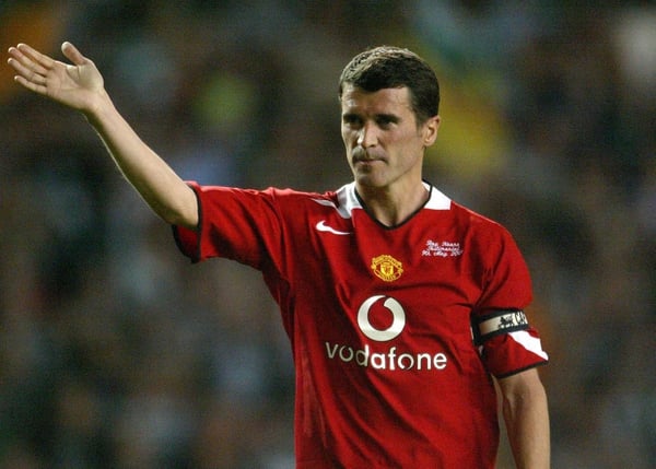 Roy Keane salutes the Old Trafford crowd at his testimonial on Tuesday night