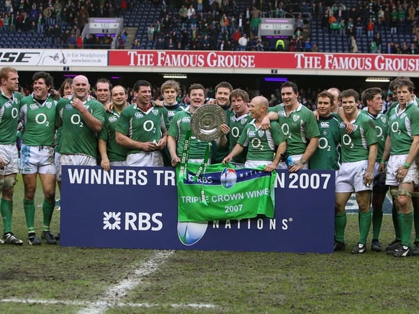 The Irish team celebrate their third Triple Crown in four years