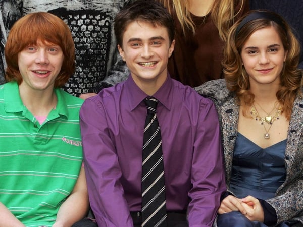 Rupert Grint, Daniel Radcliffe and Emma Watson star in the Potter movies