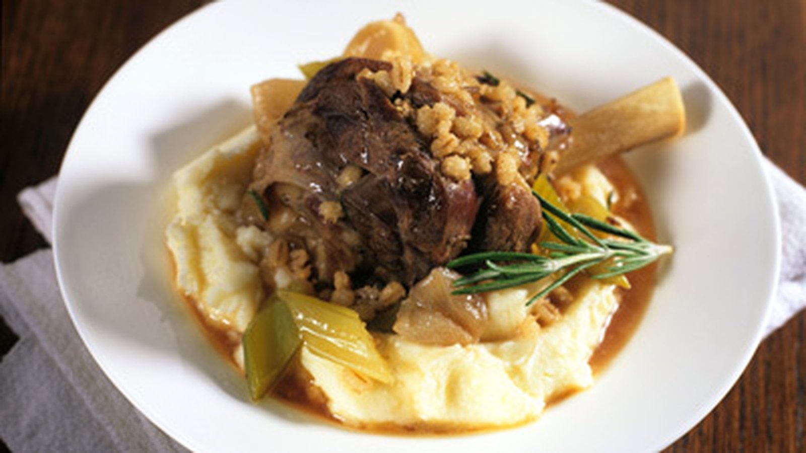 Braised Lamb Shanks with Creamy Garlic Potatoes