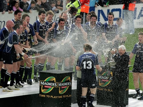 Brian O'Driscoll and his Leinster team-mates clinched the Magners League title at the RDS tonight