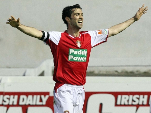 Damien Lynch celebrates his 92nd minute winning goal for St Patrick's Athletic
