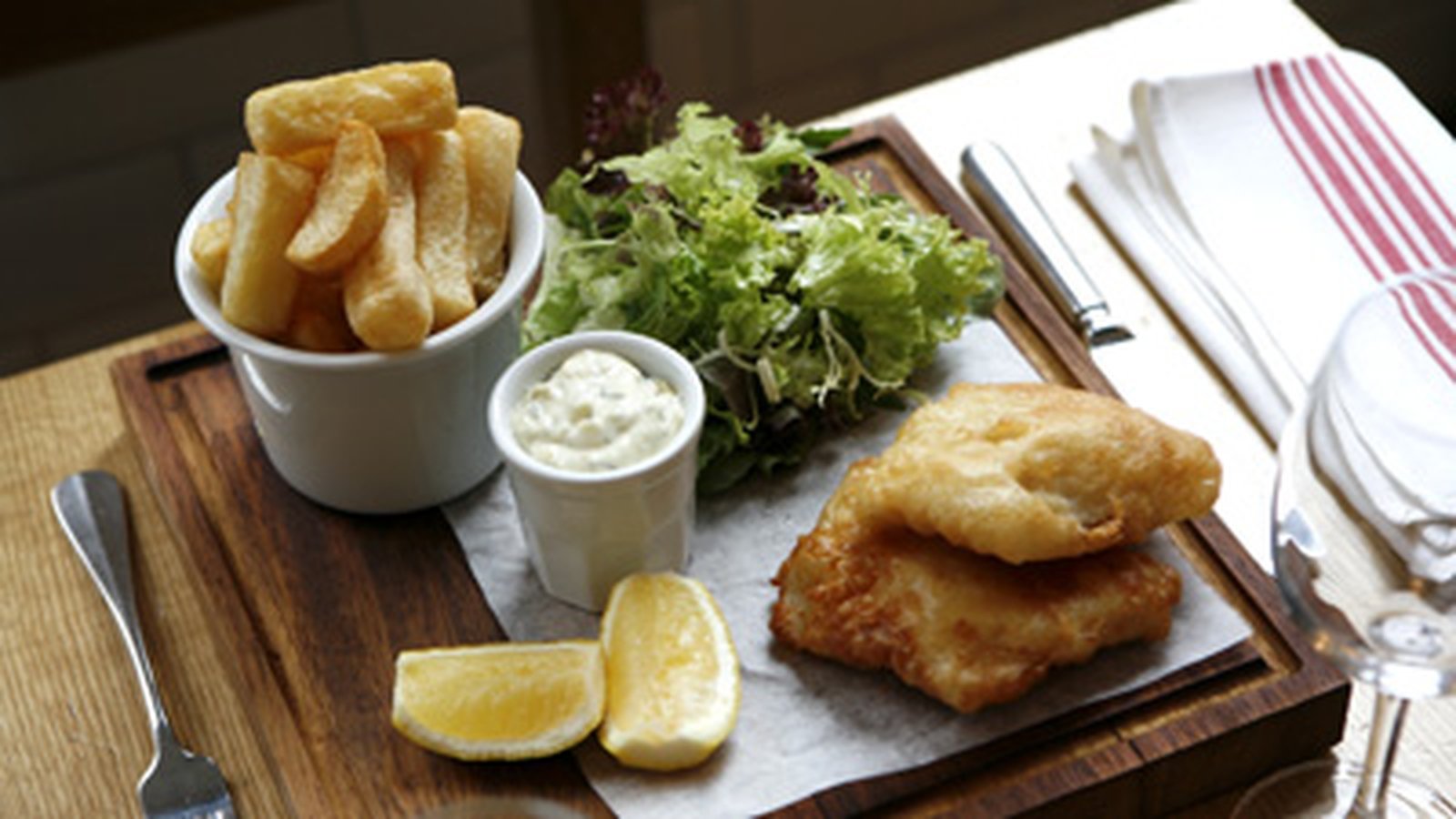 Beer Battered Organic Pollock Fish and Spicy Chips