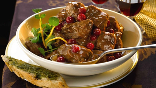 Lamb Casserole with Cranberries and Port