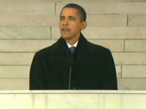 Barack Obama - 'Behind me.. sits the man who in so many ways made this day possible'