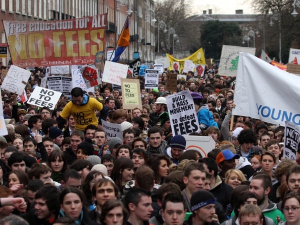 Student protest - Marched to Merrion Square