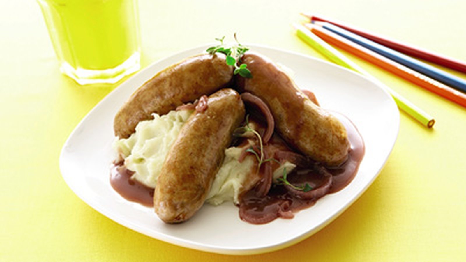 Irish Sausage and Mash with Red Onion Gravy