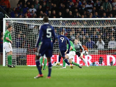 Nicolas Anelka's deflected strike beats Shay Given to give France a priceless win.