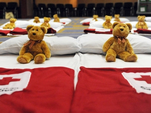 Beds stand ready to accept children injured in the earthquake