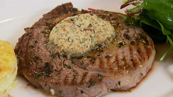 Grilled Rib-Eye Steak with Sauce Diane