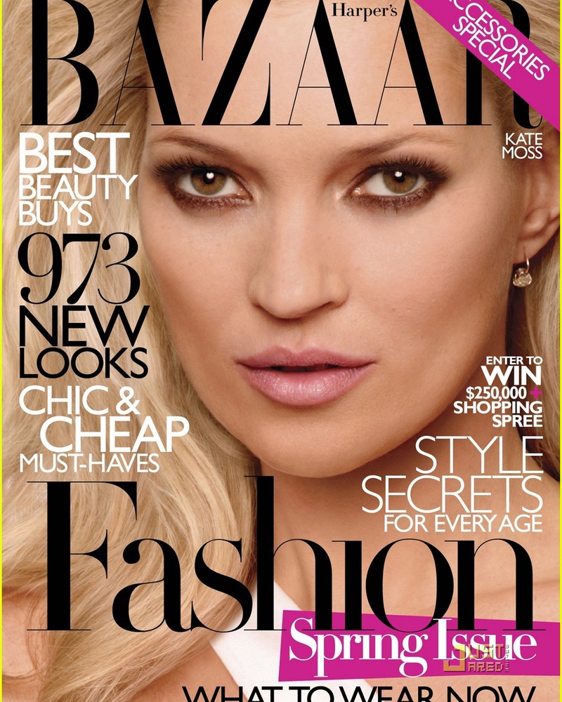Kate Moss on the March cover of Harpers Bazaar