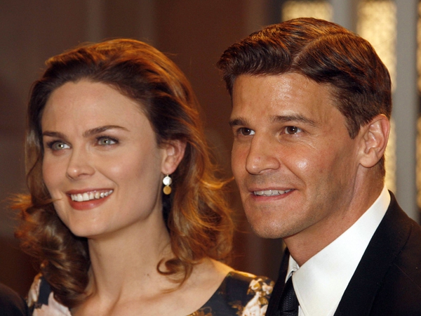 Emily Deschanel pictured with her co-star David Boreanaz