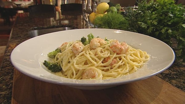 A delicious and speedy fish dish from Martin Shanahan, Spaghetti with Prawns.