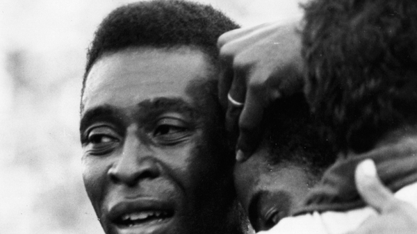 An emotional Pele celebrates the 1970 victory