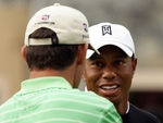 Tiger Woods with event 'ambassador' Pádraig Harrington