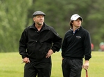 Aidan Quinn and Rory McIlroy on the 1st