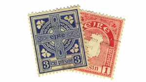Two of the first stamps issued by the Irish Free State