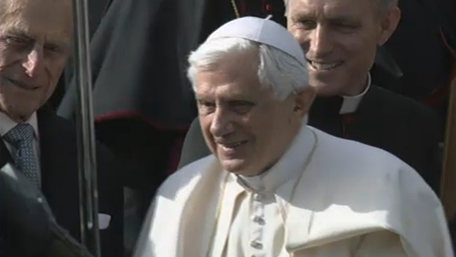 Pope Benedict XVI - Greeted by Prince Philip as he begins state visit in Edinburgh