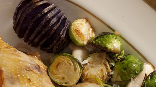 Catherine Fulvio's Brussels Sprouts with Butter Beans and Parmesan