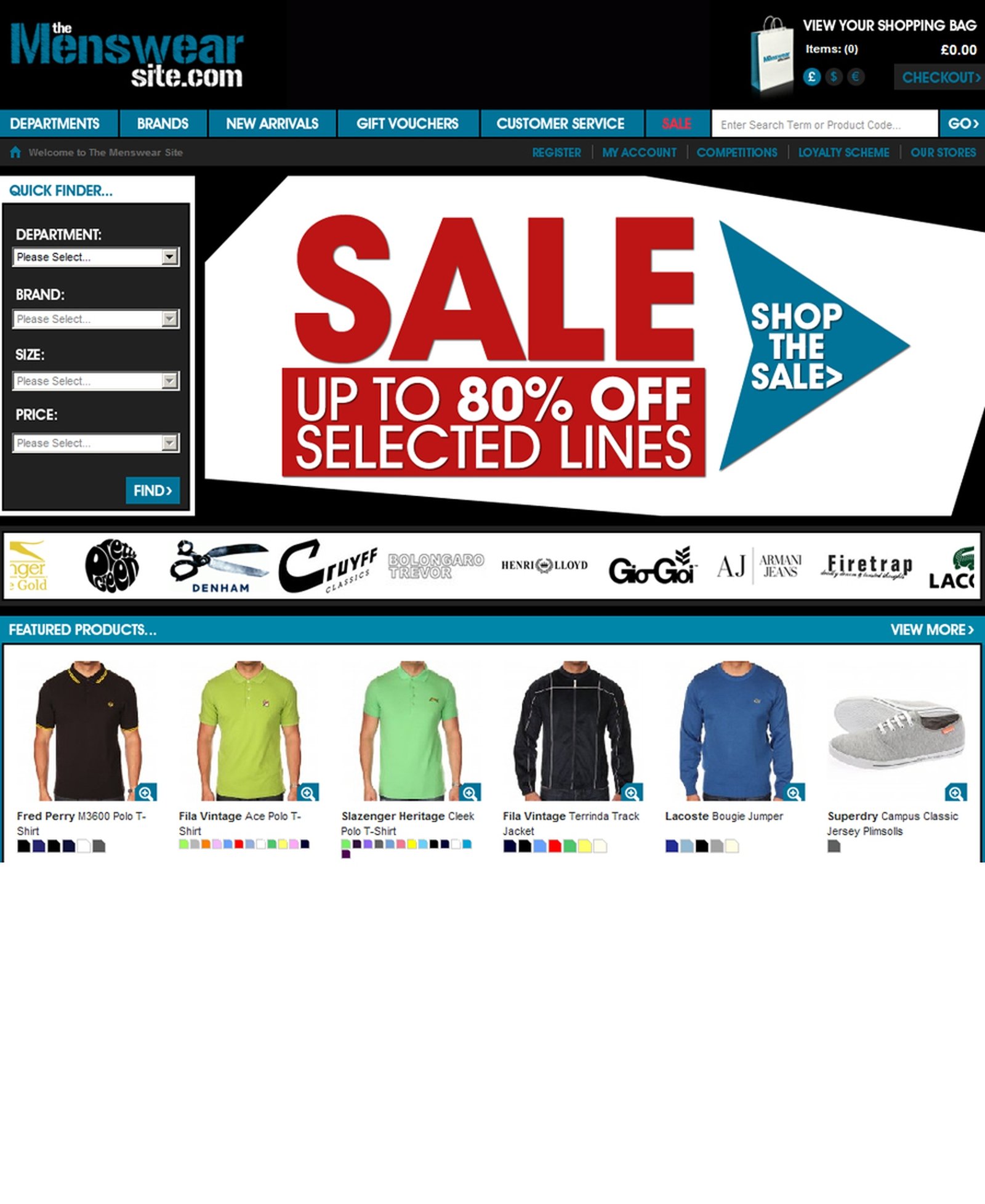 Menswear sites outlet