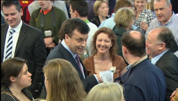 Brian Lenihan attending the Dublin West count in February of this year