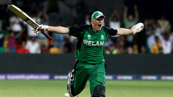 Kevin O'Brien celebrates Ireland's World Cup win over England back in 2011