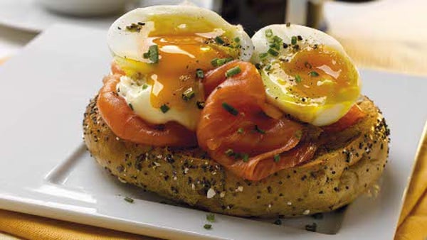Soft Boiled Eggs and Smoked Salmon Bagels