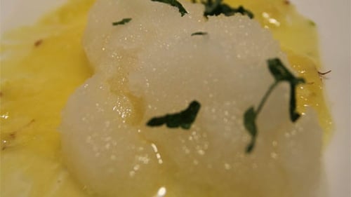 Carpaccio of Marinated Pineapple with a Champagne Sorbet: Marty Morrissey