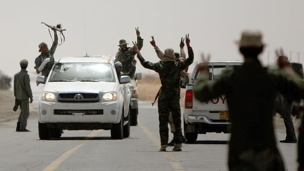 Libya - Rebels celebrate outside Ajdabiya
