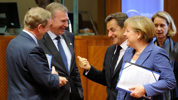 Enda Kenny spoke informally to (R-L) Angela Merkel, Nicolas Sarkozy and Belgian PM Yves Leterme