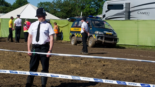 Glastonbury - Police cordened off part of site