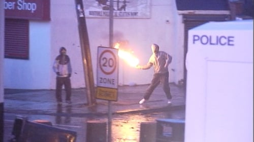 Belfast - Up to 100 petrol bombs reported to have been hurled at PSNI officers