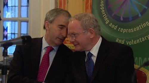 Gay Mitchell and Martin Mcguinness shared a quiet word at the breakfast