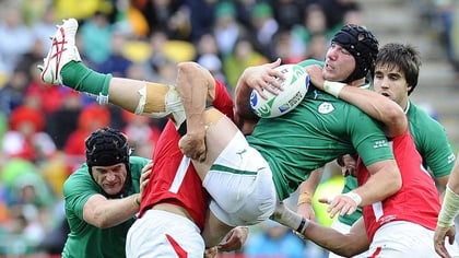 Stephen Ferris is tackled