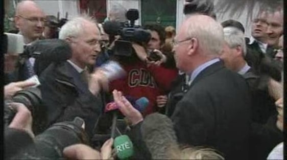 John Gormley and Michael McDowell debate on the street during the 2007 general election campaign.