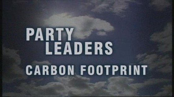 RTÉ News graphic "Party Leaders Carbon Footprint"